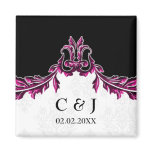pink monogram wedding save the date magnets