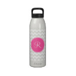 Pink Monogram with Chevron Water Bottle