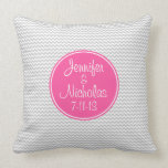 Pink Monogram with Grey Chevron Pillow