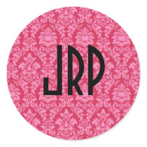 Pink Monogrammed Damask Sticker