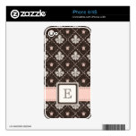Pink Monogrammed Fleur de Lis iPhone 4 / 4s Skin Decals For The iPhone 4