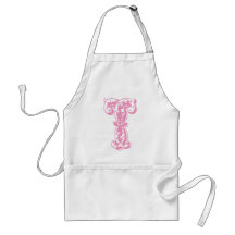 Pink Monogrammed Letter T Apron