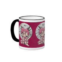 gothic, pinup, fairy, goth, elf, anime, pink, sexy, woman, girl, pigtail, moon, bat, emo, punk, dark, fantasy, zerick, sprite, delphine, levesque, demers, Mug with custom graphic design