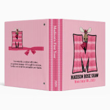 Pink Moose Monogram "M" Baby Scrapbook 3 Ring Binders
