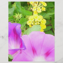 Pink Morning Glories Growing by Yellow Lantana Personalized Flyer