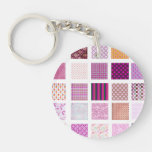 Pink Mosaic pattern Acrylic Keychains