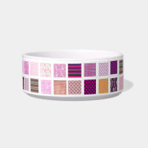 Pink Mosaic pattern Pet Food Bowl