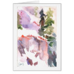 Pink mountain snowy cliff, unfinished life cards