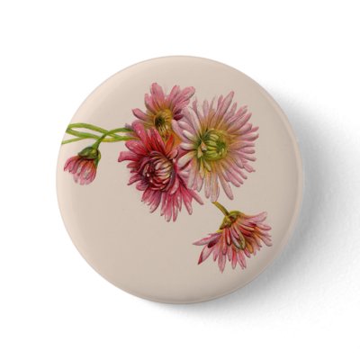 PINK MUMS by SHARON SHARPE Button by sharonsharpe