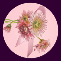PINK MUMS & RIBBON by SHARON SHARPE stickers