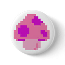 Pink Mushroom buttons by kawaii Pink Mushroom buttons
