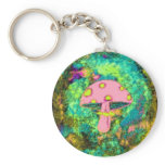 Pink Mushroom Keychain