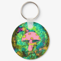 Pink Mushroom keychains by hadleymonster Pink Mushroom keychains