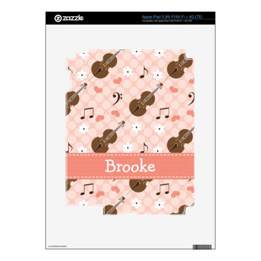 Pink Music Note Cello iPad 3 Skin