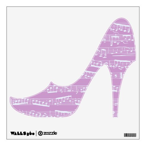 Pink Music notes high heel shoe wall decal | Zazzle