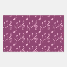 Pink Music Notes Rectangle Stickers