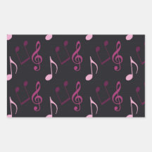 Pink Music Notes Rectangular Stickers