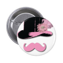 Pink mustache, top hat, feathers, and flower