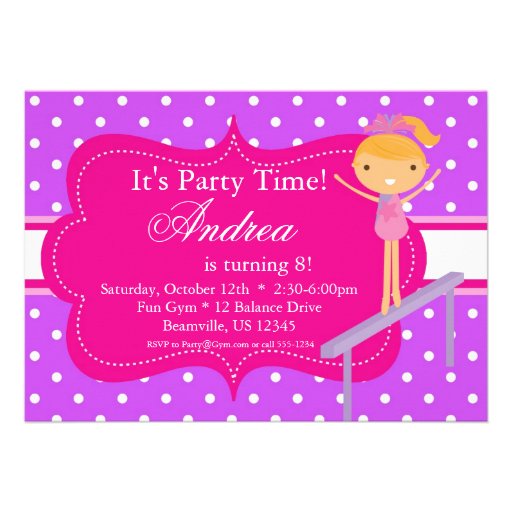 Pink n Purple polka dot Birthday Party Invitation