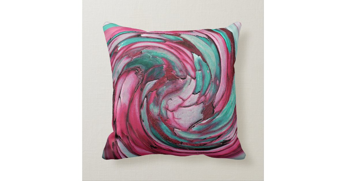 Pink N Teal Abstract Art Throw Pillow Zazzle