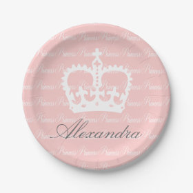 Pink-n-White Princess 7 Inch Paper Plate