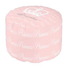 Pink-n-White Princess Round Pouf