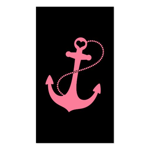 Pink Nautical Anchor Business Cards (back side)