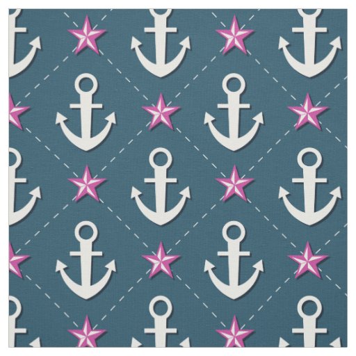 Pink Nautical Anchor Fabric Zazzle