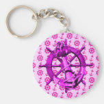 Pink Nautical Ships Wheel And Anchor Keychains