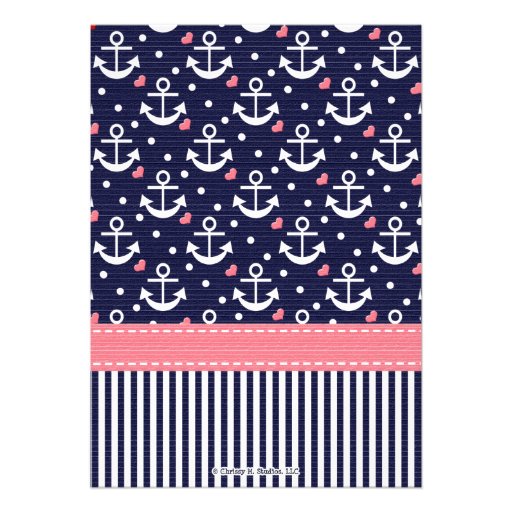 Pink Navy Anchor Nautical Baby Shower Invitations