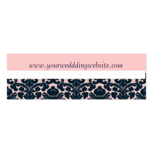 Pink Navy Damask Wedding Favour Tag Card Business Card (back side)