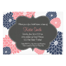 Pink & Navy Floral Bridal/Baby shower invitation