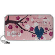 Pink Navy Fuchsia Cherry Blossom ipod Speaker doodle