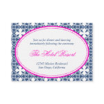 Pink navy oval lace preppy wedding reception card business card templates
