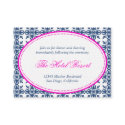 Pink navy oval lace preppy wedding reception card profilecard