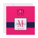 Pink Navy Save the Date Wedding Announcement invitation