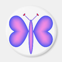 Pink Neon Hearts Butterfly Refrigerator Magnet