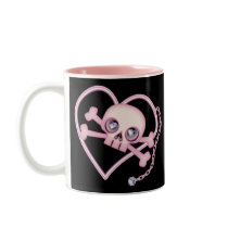 Pink Neon Skull Mug by clotheshound Pink Neon Skull Mug