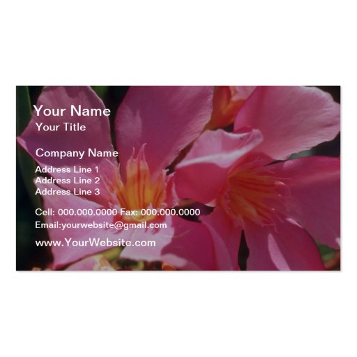 Pink Nerium Oleander flowers Business Card Template