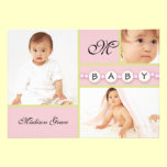 Pink New Baby Girl Announcement - Custom Photo invitations