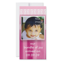 Pink New Baby Joy Announcement photo cards by semas87 Pink New Baby Joy Announcement photo cards