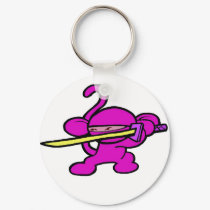 Pink Ninja On Guard-No Words keychains by OmanLegend Pink Ninja On Guard-No Words keychains