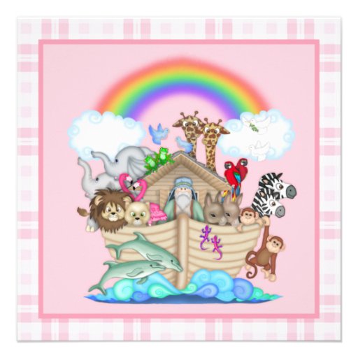 Pink Noah39;s Ark Baby Shower Invitation  Zazzle