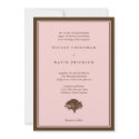 Pink oak tree brown simple wedding invitation invitation
