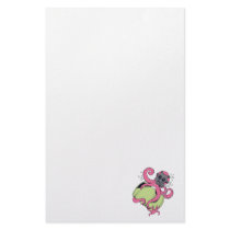 pink octopus wearing gas mask custom stationery