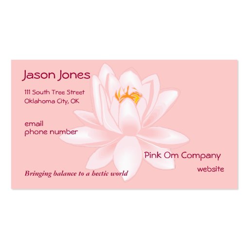Pink OM symbol business card
