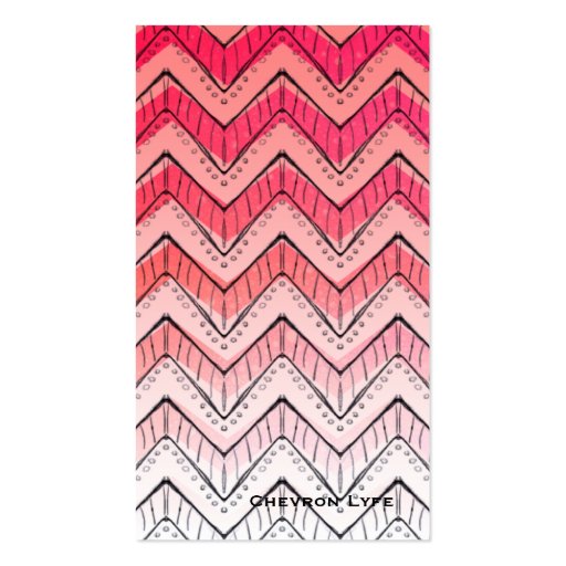 Pink Ombre Chevron Hand Drawn Business Card (front side)