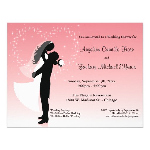 Pink Ombre Silhouette Formal Shower Invitation