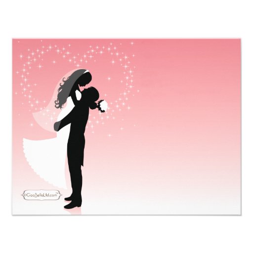 Pink Ombre Silhouette Formal Shower Invitation