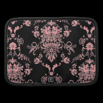 Pink on Black Damask Mac Sleeve planners